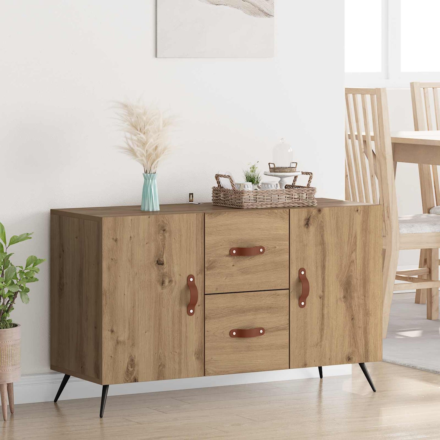 Dressoir met lade Artisan Eiken 100 x 36 x 60 cm Bewerkt hout is nu te koop bij PeponiXL, paradijselijk wonen!