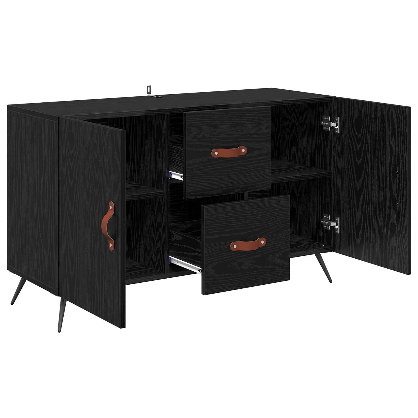 Dressoir met lade Zwart Eiken 100 x 36 x 60 cm Bewerkt hout is nu te koop bij PeponiXL, paradijselijk wonen!