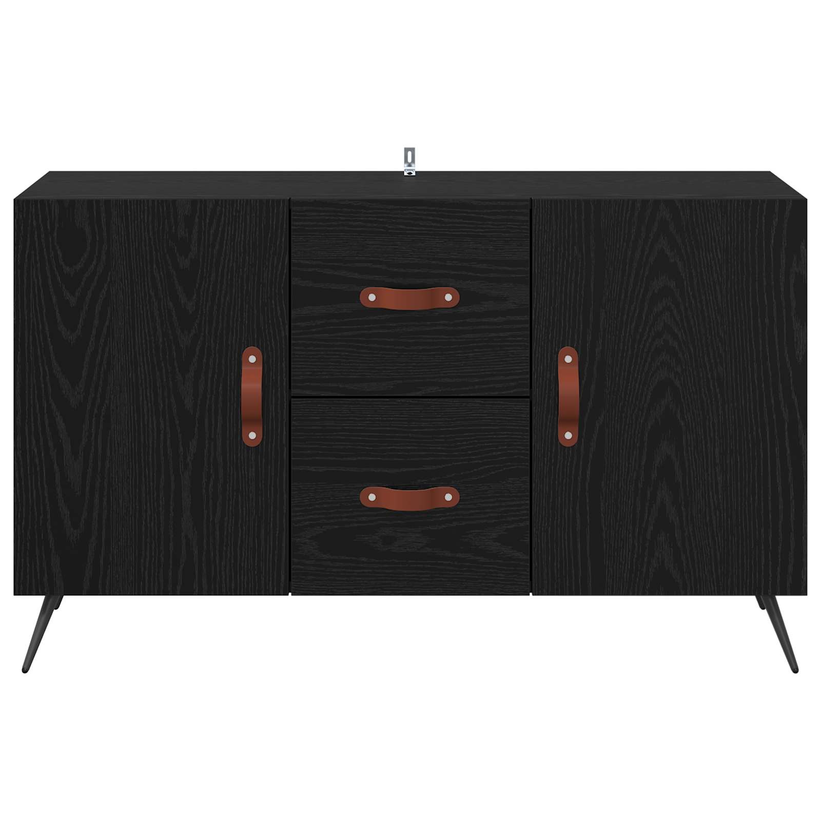Dressoir met lade Zwart Eiken 100 x 36 x 60 cm Bewerkt hout is nu te koop bij PeponiXL, paradijselijk wonen!