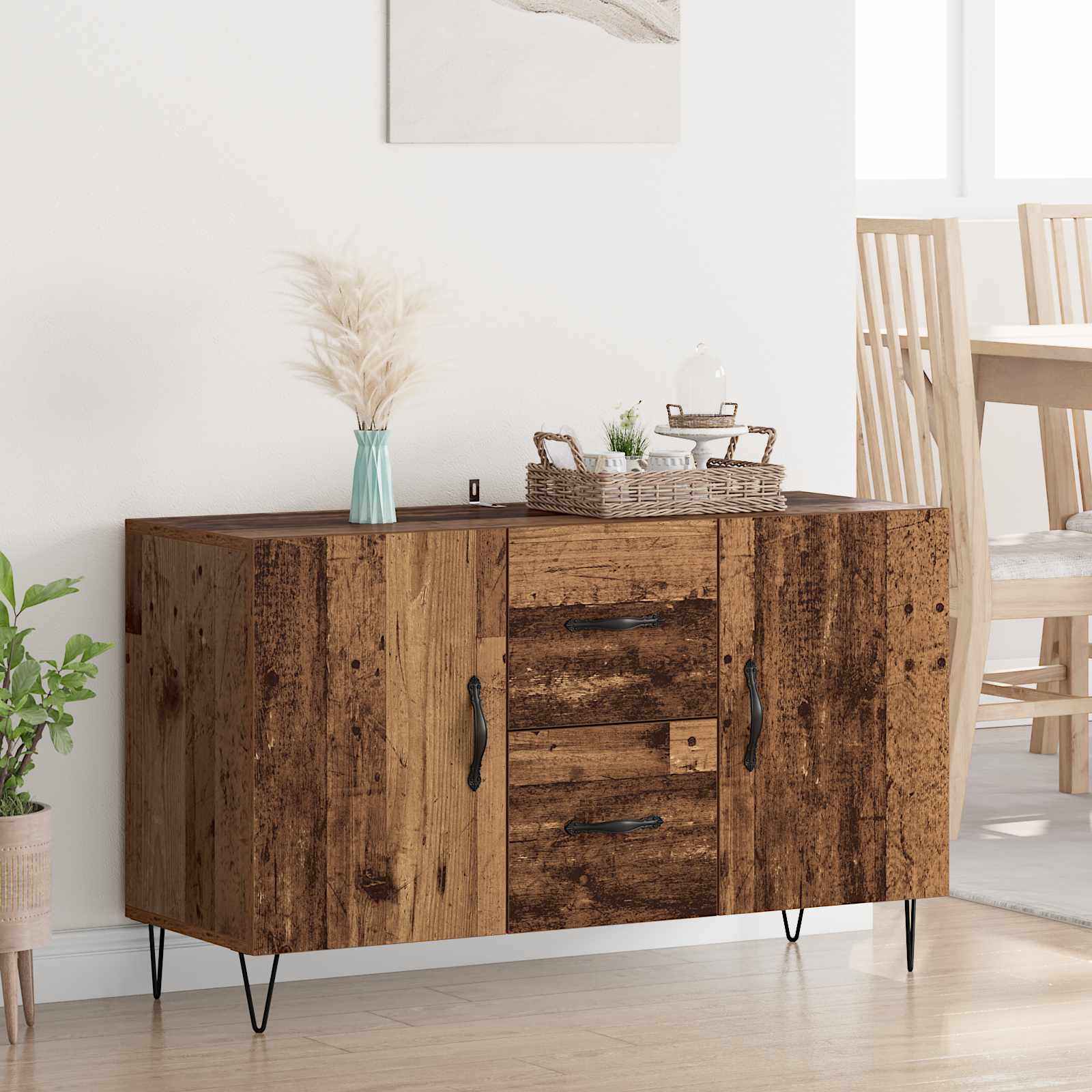 Dressoir met lade Oud Hout 100 x 36 x 60 cm Bewerkt hout is nu te koop bij PeponiXL, paradijselijk wonen!