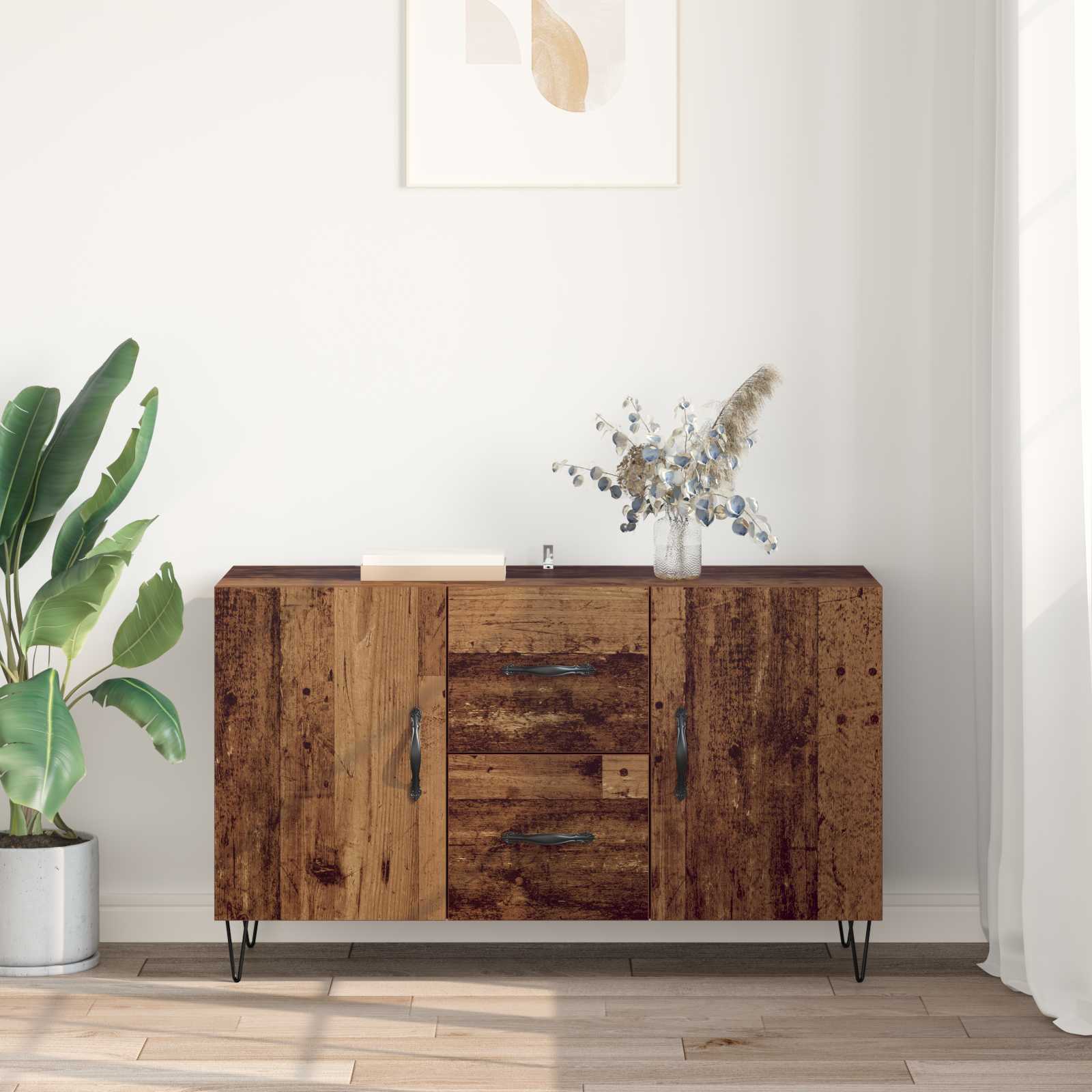 Dressoir met lade Oud Hout 100 x 36 x 60 cm Bewerkt hout is nu te koop bij PeponiXL, paradijselijk wonen!