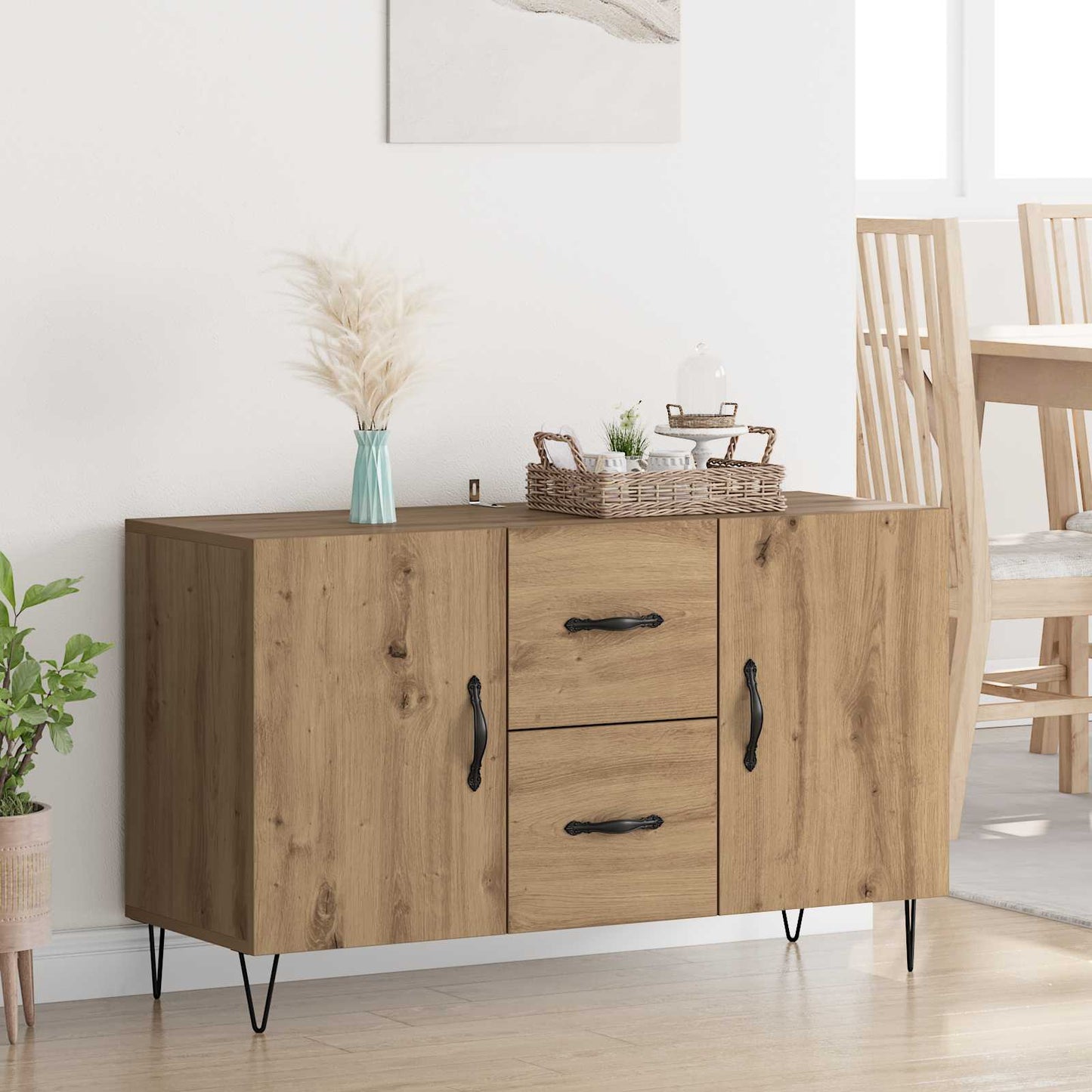 Dressoir met lade Artisan Eiken 100 x 36 x 60 cm Bewerkt hout is nu te koop bij PeponiXL, paradijselijk wonen!