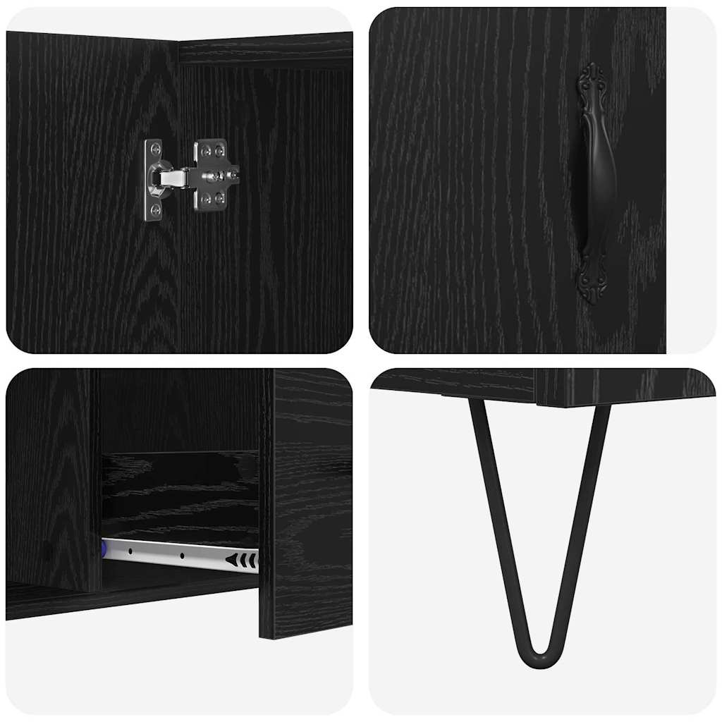 Dressoir met lade Zwart Eiken 100 x 36 x 60 cm Bewerkt hout is nu te koop bij PeponiXL, paradijselijk wonen!