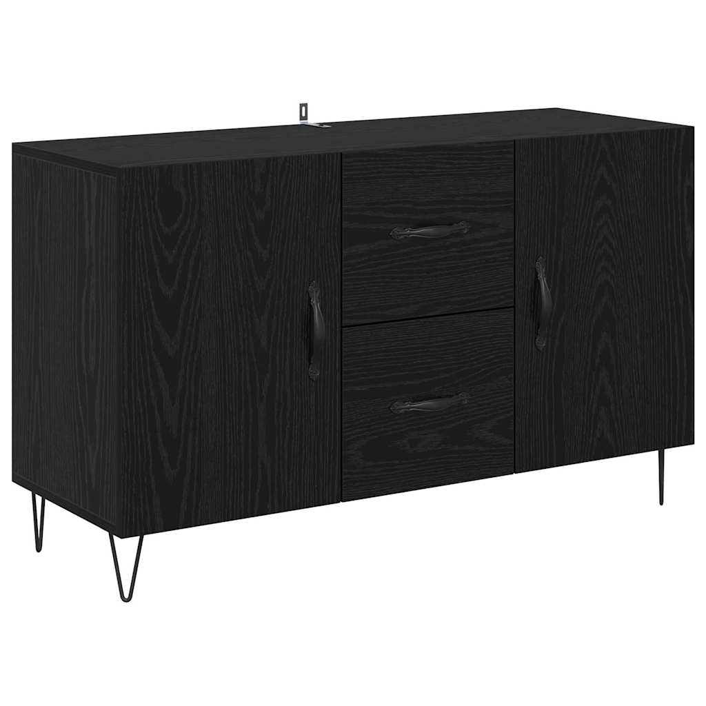 Dressoir met lade Zwart Eiken 100 x 36 x 60 cm Bewerkt hout is nu te koop bij PeponiXL, paradijselijk wonen!