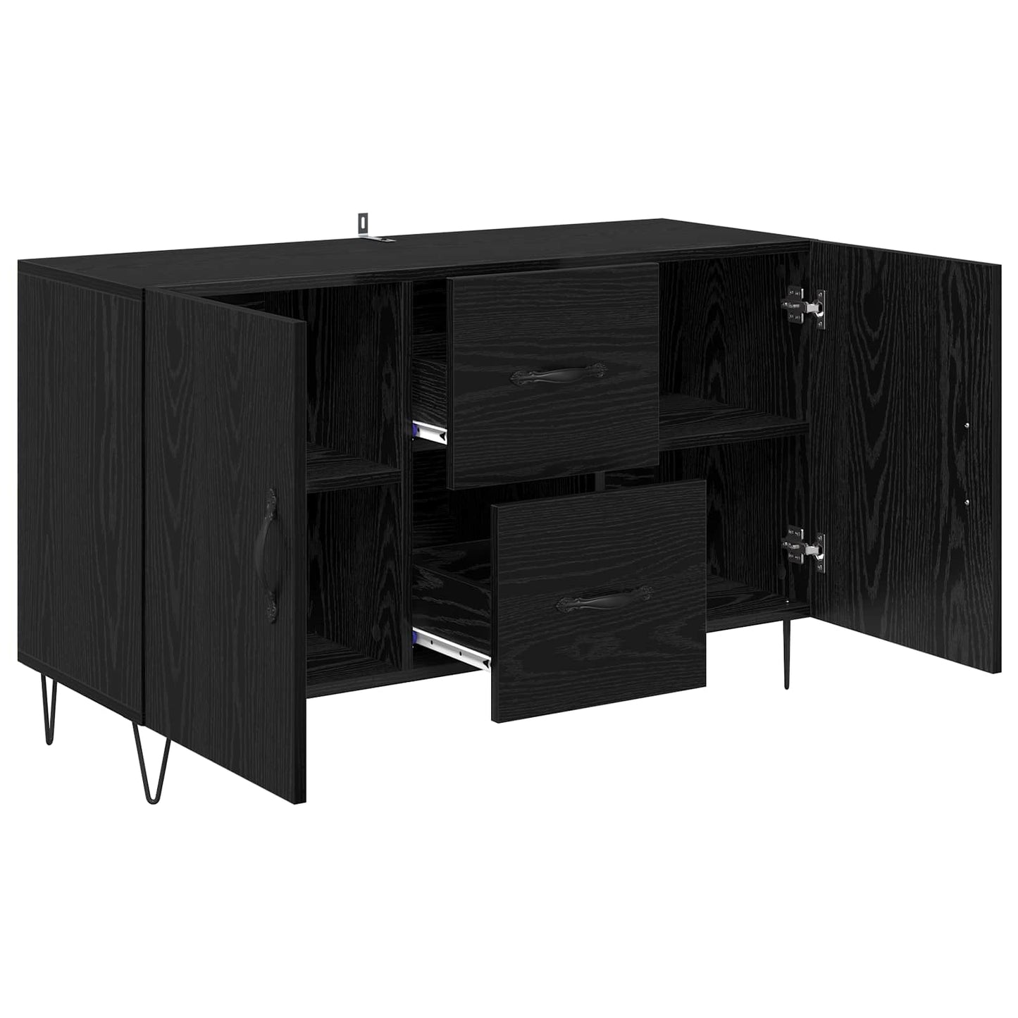 Dressoir met lade Zwart Eiken 100 x 36 x 60 cm Bewerkt hout is nu te koop bij PeponiXL, paradijselijk wonen!