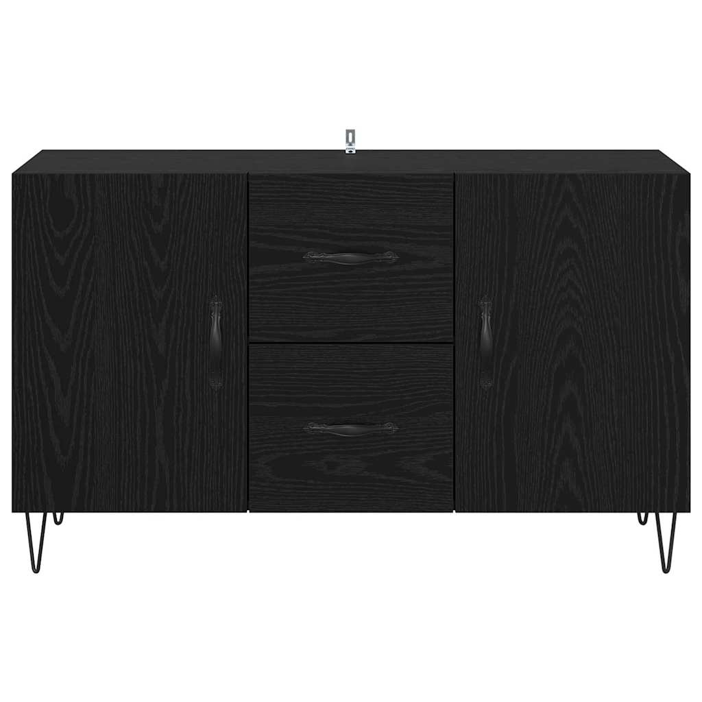 Dressoir met lade Zwart Eiken 100 x 36 x 60 cm Bewerkt hout is nu te koop bij PeponiXL, paradijselijk wonen!