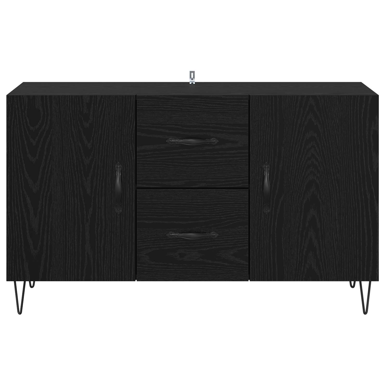 Dressoir met lade Zwart Eiken 100 x 36 x 60 cm Bewerkt hout is nu te koop bij PeponiXL, paradijselijk wonen!