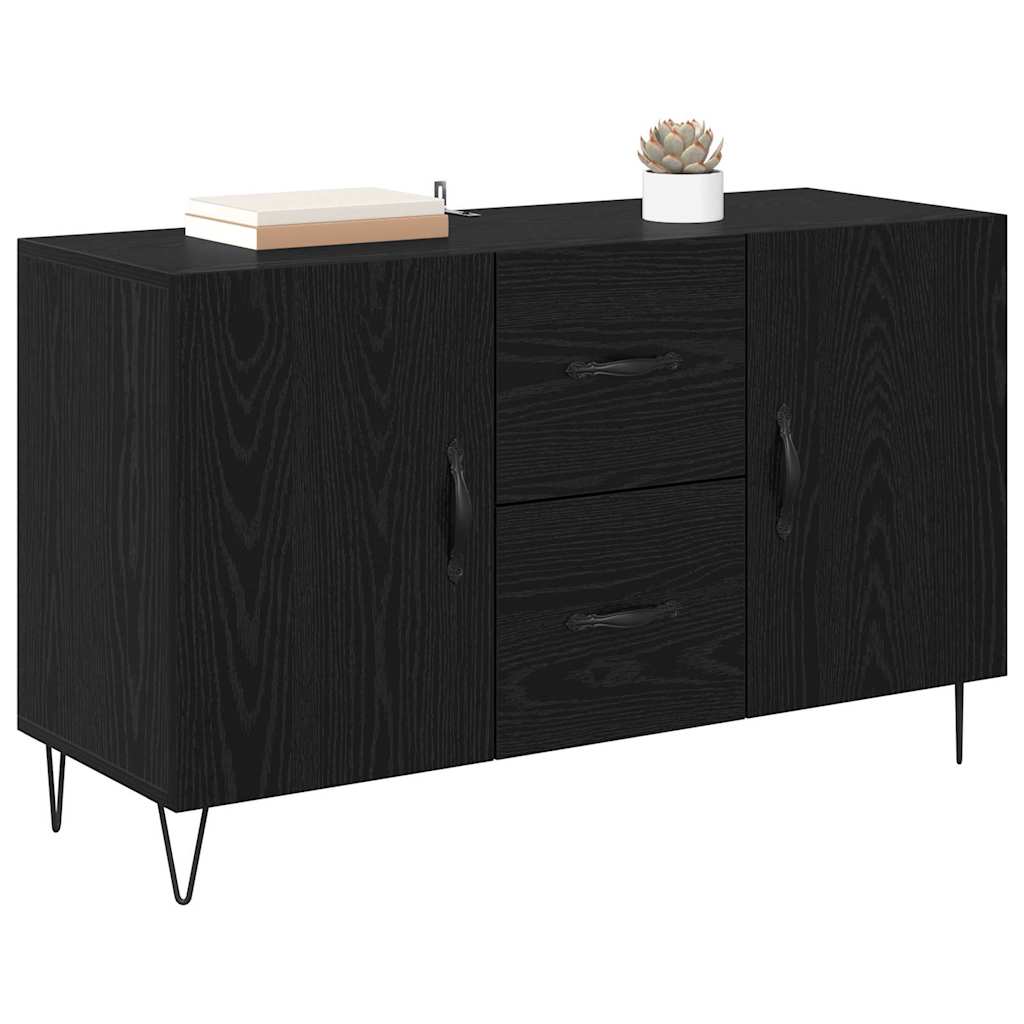 Dressoir met lade Zwart Eiken 100 x 36 x 60 cm Bewerkt hout is nu te koop bij PeponiXL, paradijselijk wonen!