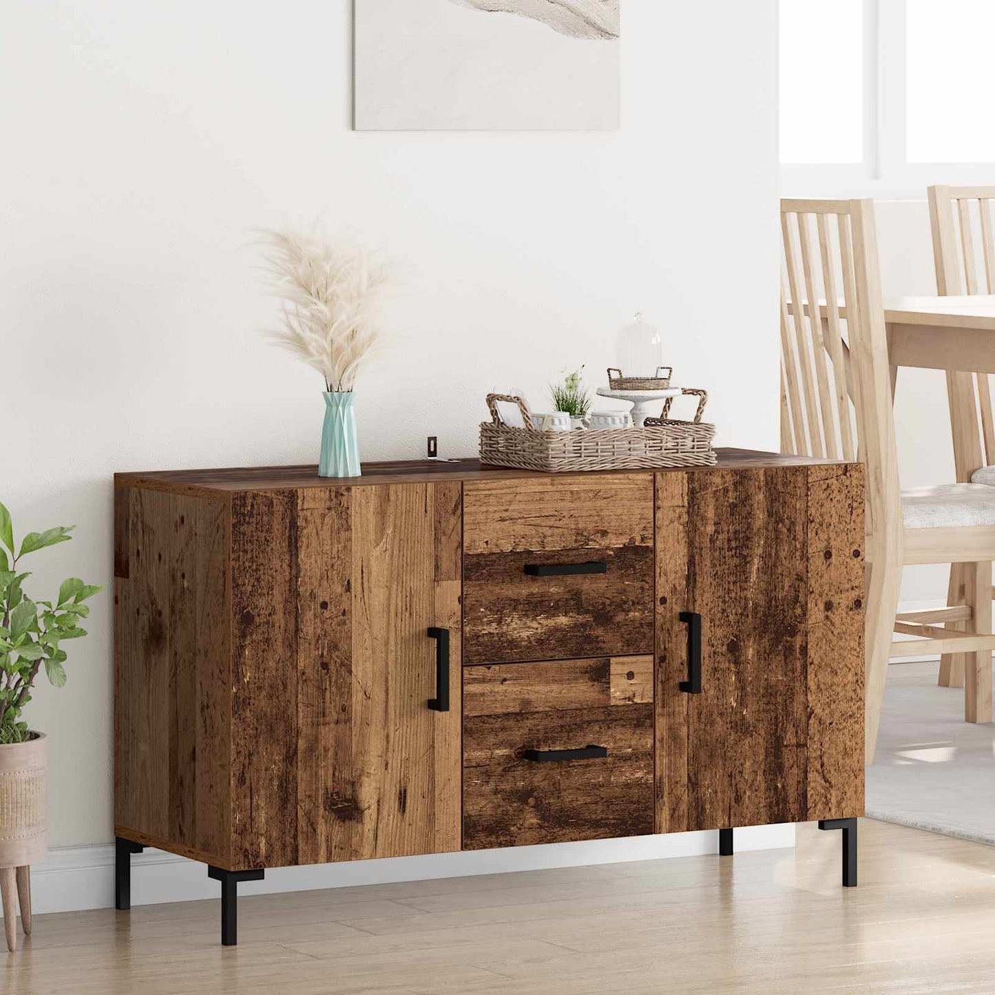 Dressoir met lade Oud Hout 100 x 36 x 60 cm Bewerkt hout is nu te koop bij PeponiXL, paradijselijk wonen!