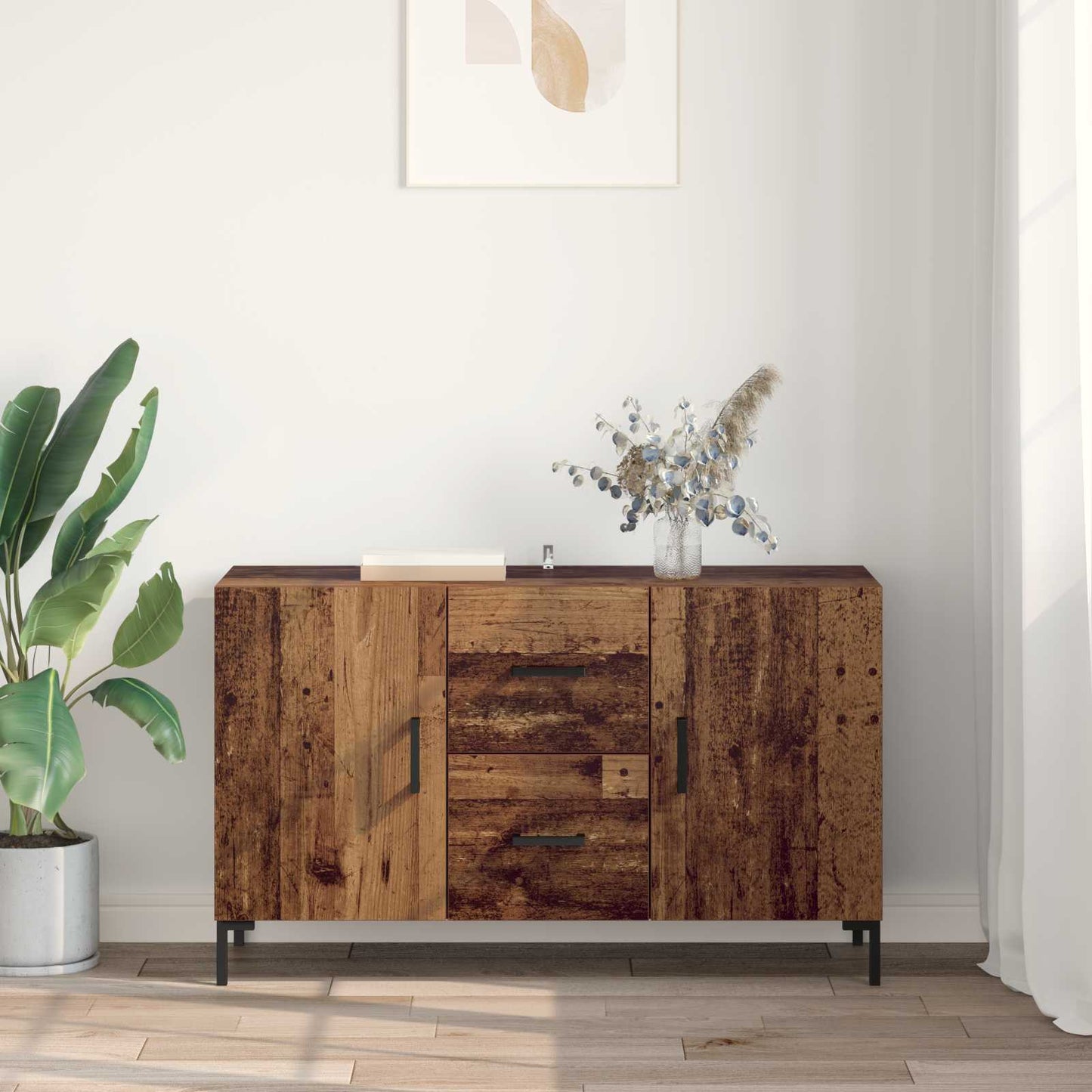 Dressoir met lade Oud Hout 100 x 36 x 60 cm Bewerkt hout is nu te koop bij PeponiXL, paradijselijk wonen!