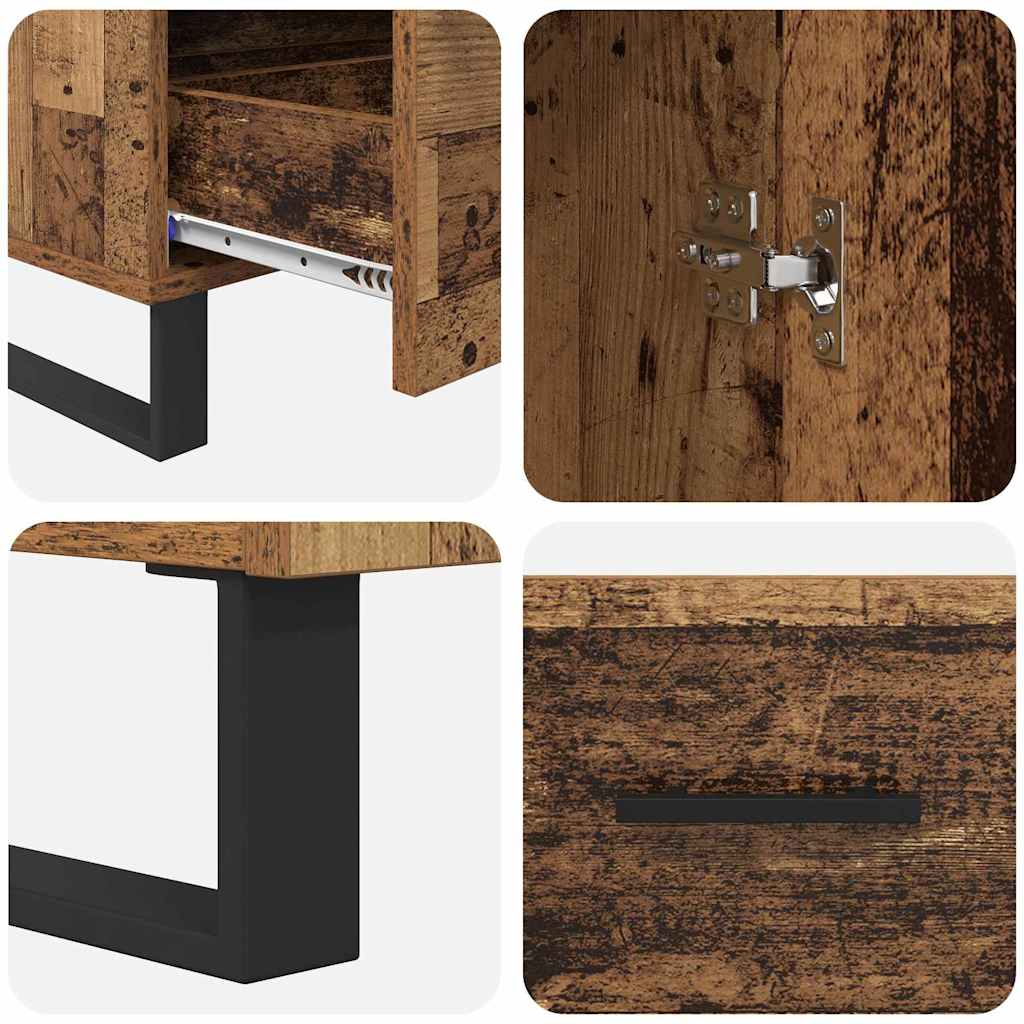 Highboard met lade Oud Hout 69,5 x 30 x 115 cm Bewerkt hout is nu te koop bij PeponiXL, paradijselijk wonen!