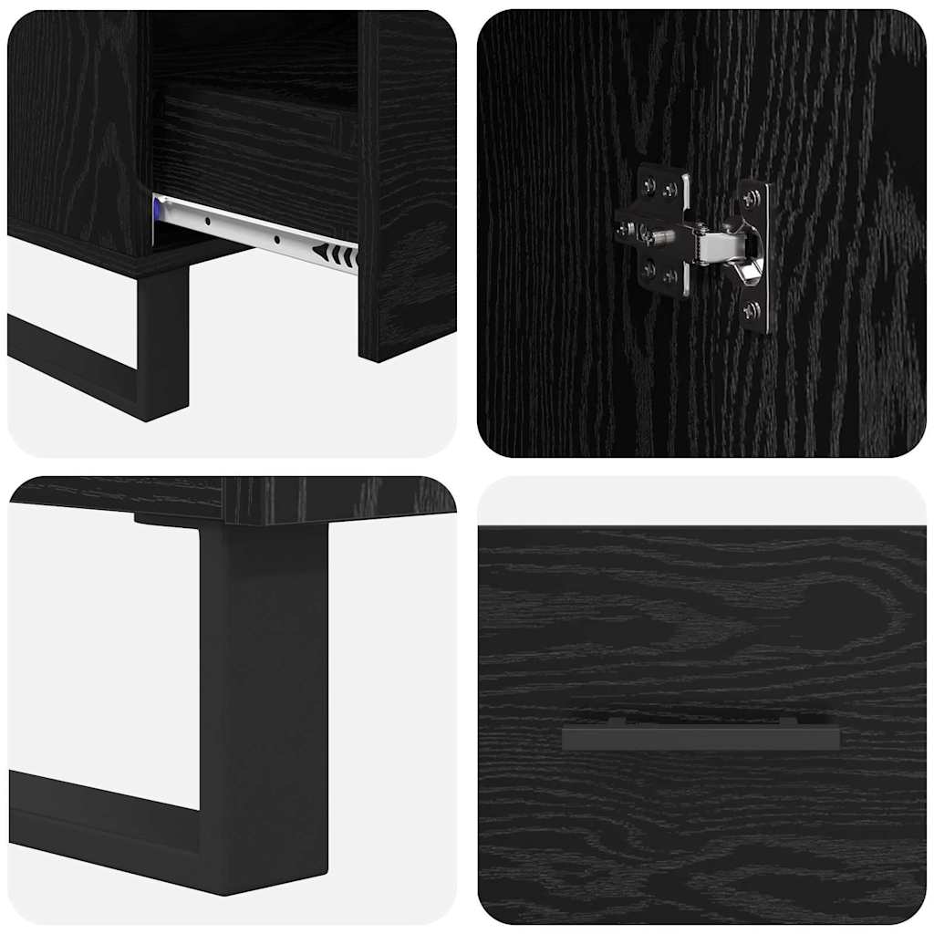 Highboard met lade Zwart Eiken 69,5 x 30 x 115 cm Bewerkt hout is nu te koop bij PeponiXL, paradijselijk wonen!