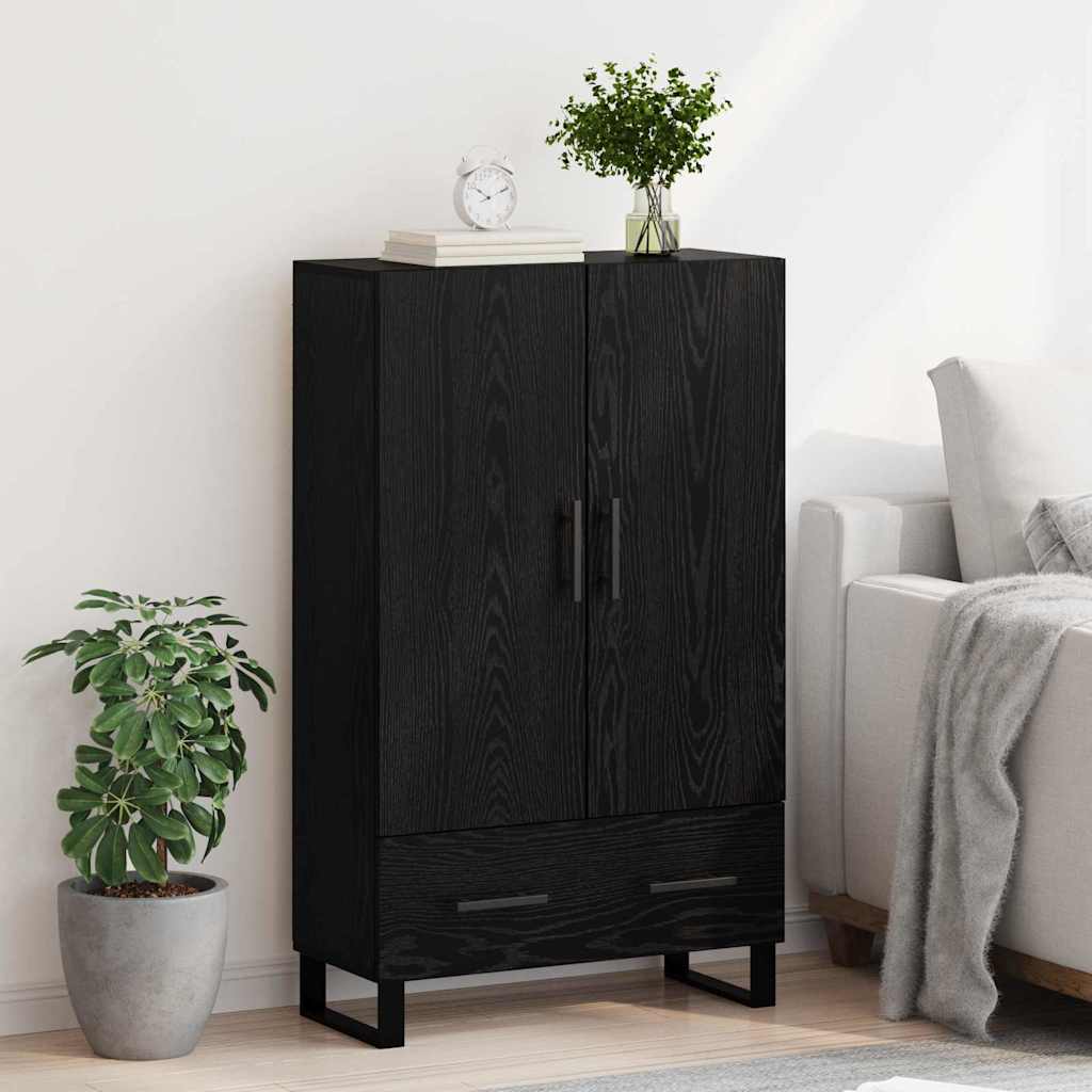 Highboard met lade Zwart Eiken 69,5 x 30 x 115 cm Bewerkt hout is nu te koop bij PeponiXL, paradijselijk wonen!