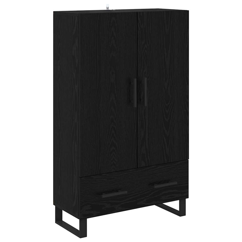 Highboard met lade Zwart Eiken 69,5 x 30 x 115 cm Bewerkt hout is nu te koop bij PeponiXL, paradijselijk wonen!