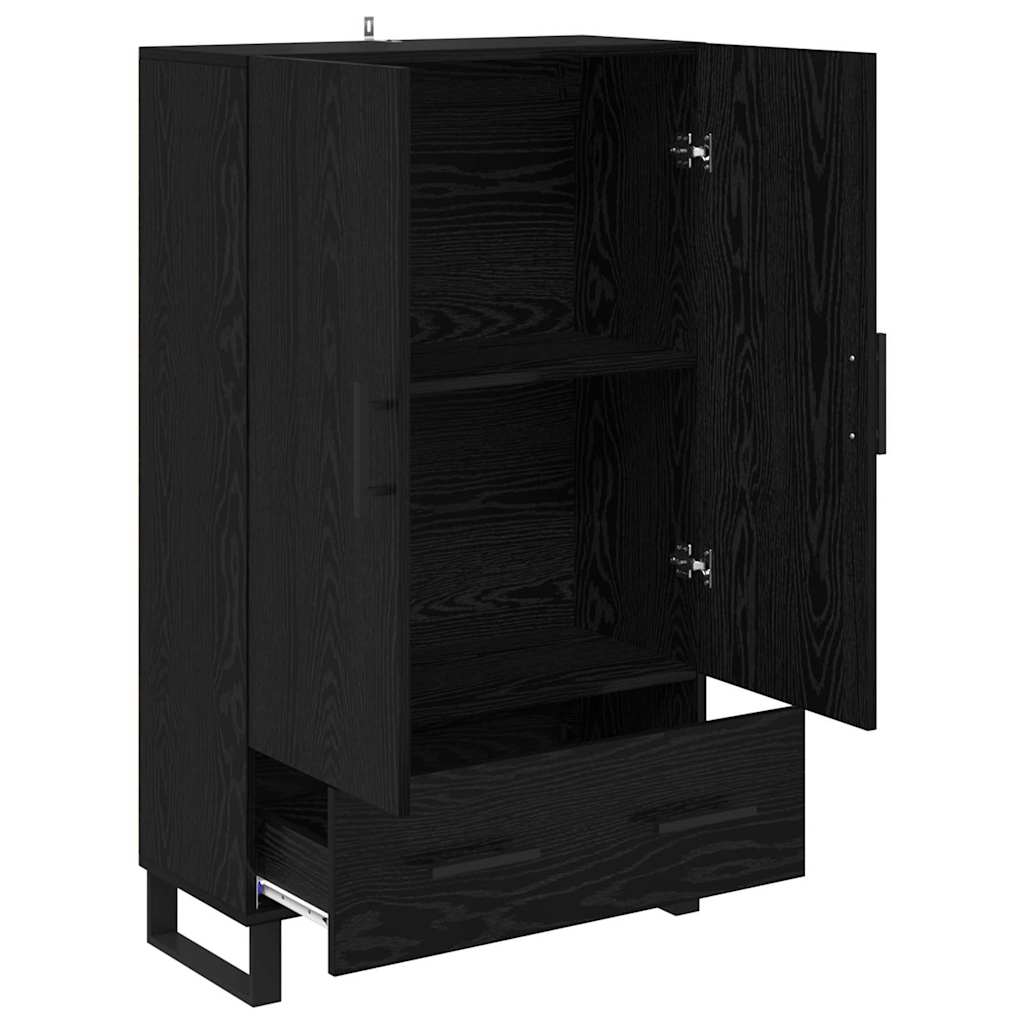 Highboard met lade Zwart Eiken 69,5 x 30 x 115 cm Bewerkt hout is nu te koop bij PeponiXL, paradijselijk wonen!