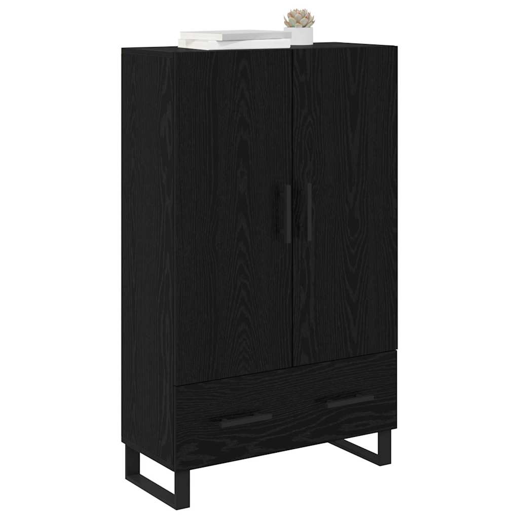Highboard met lade Zwart Eiken 69,5 x 30 x 115 cm Bewerkt hout is nu te koop bij PeponiXL, paradijselijk wonen!