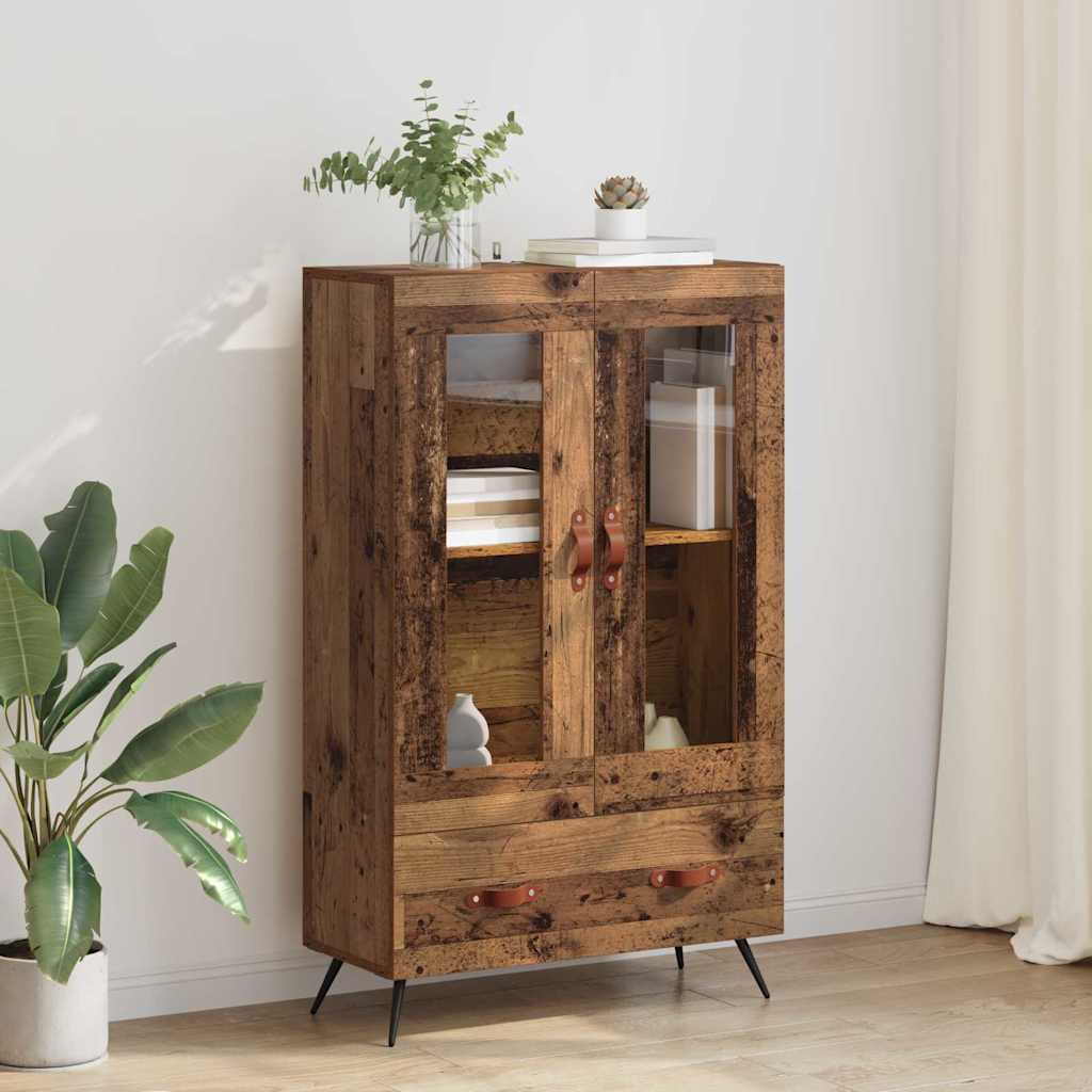 Highboard Oud Hout 69,5 x 31 x 115 cm Geengineerd Hout en Glas is nu te koop bij PeponiXL, paradijselijk wonen!