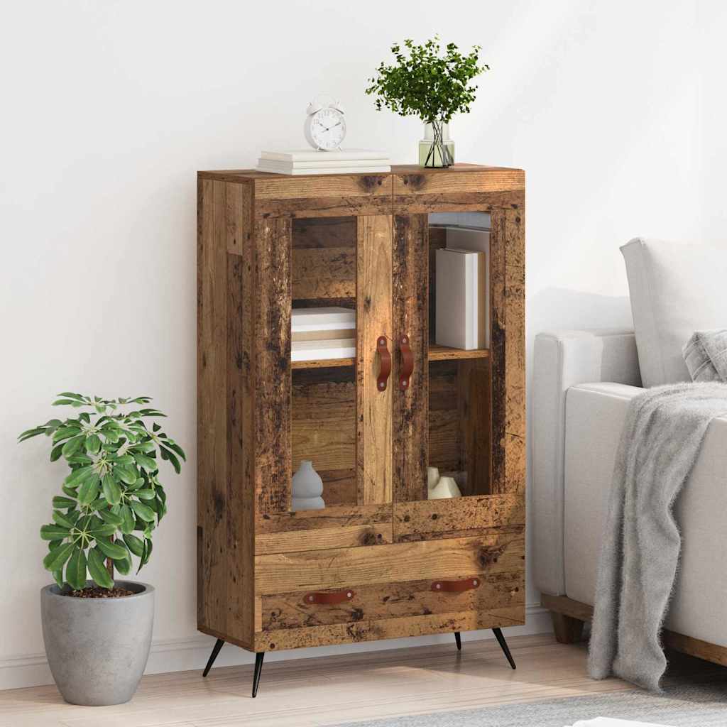 Highboard Oud Hout 69,5 x 31 x 115 cm Geengineerd Hout en Glas is nu te koop bij PeponiXL, paradijselijk wonen!