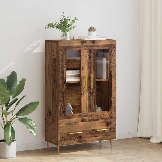 Highboard Oud Hout 69,5 x 31 x 115 cm Geengineerd Hout en Glas is nu te koop bij PeponiXL, paradijselijk wonen!