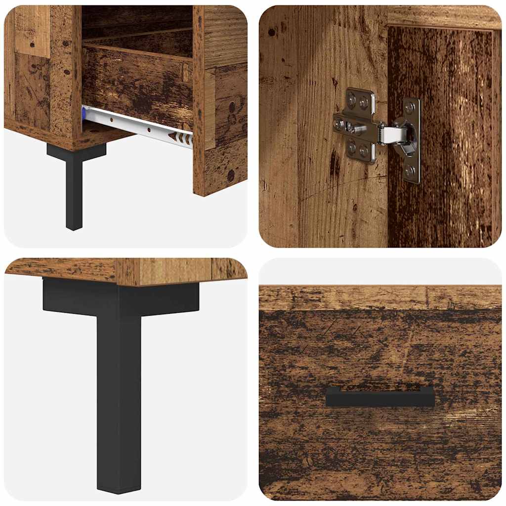 Highboard met lade Oud Hout 69,5 x 31 x 115 cm Bewerkt hout is nu te koop bij PeponiXL, paradijselijk wonen!