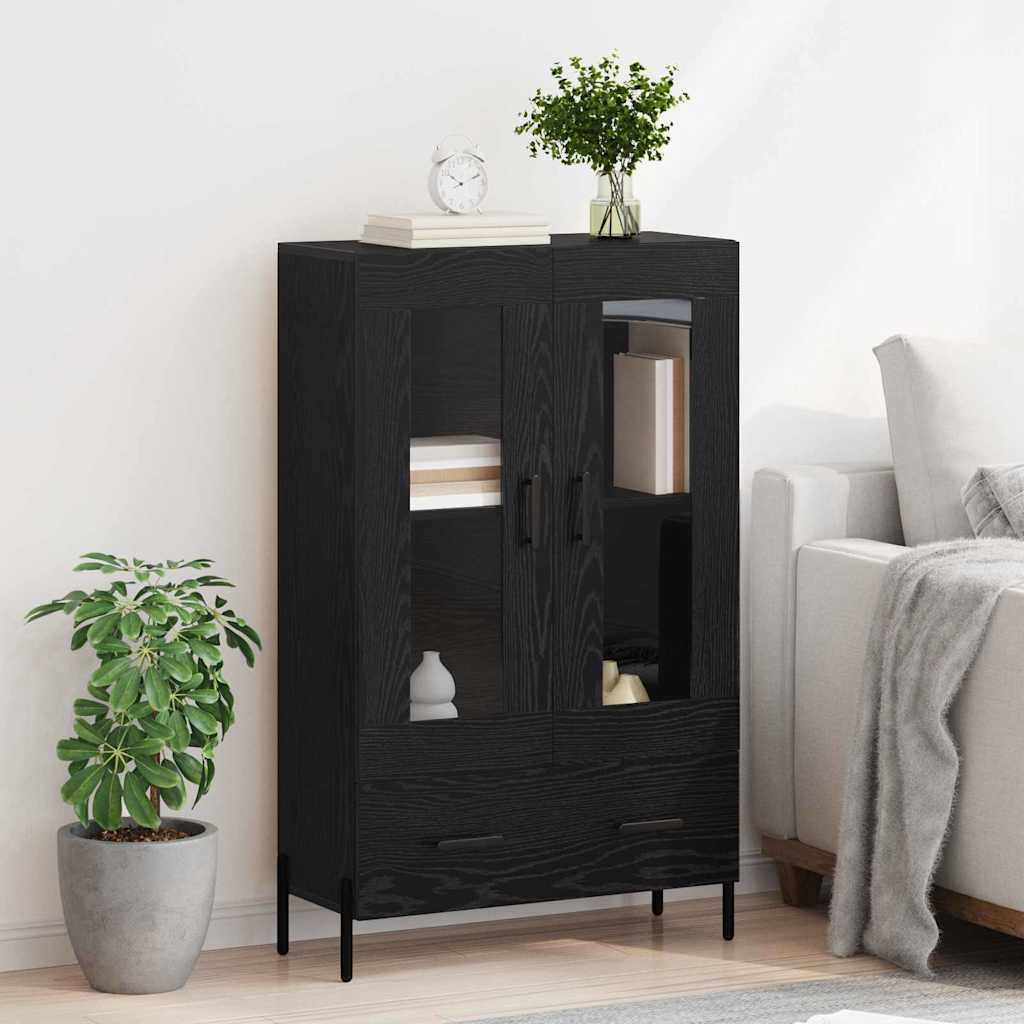 Highboard Corona Zwart Eiken 69,5 x 31 x 115 cm Bewerkt hout is nu te koop bij PeponiXL, paradijselijk wonen!