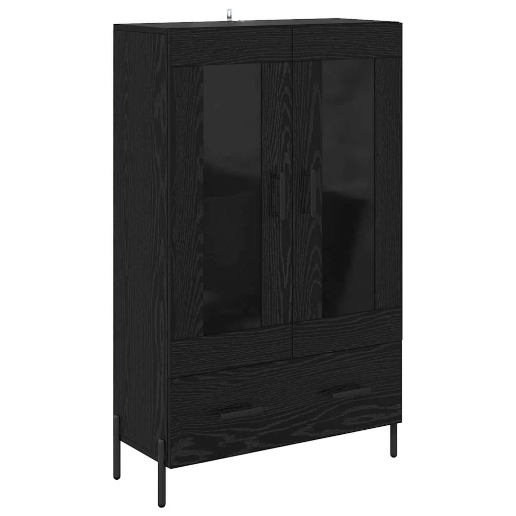 Highboard Corona Zwart Eiken 69,5 x 31 x 115 cm Bewerkt hout is nu te koop bij PeponiXL, paradijselijk wonen!