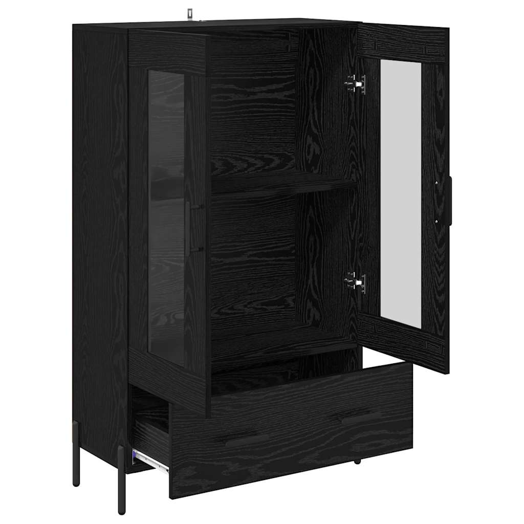 Highboard Corona Zwart Eiken 69,5 x 31 x 115 cm Bewerkt hout is nu te koop bij PeponiXL, paradijselijk wonen!