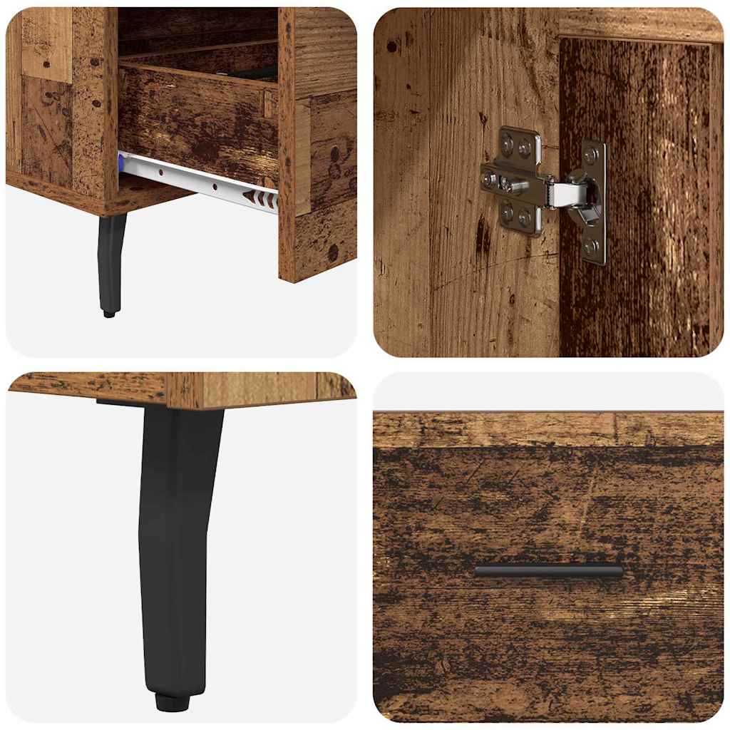 Highboard met lade Oud Hout 69,5 x 31 x 115 cm Bewerkt hout is nu te koop bij PeponiXL, paradijselijk wonen!