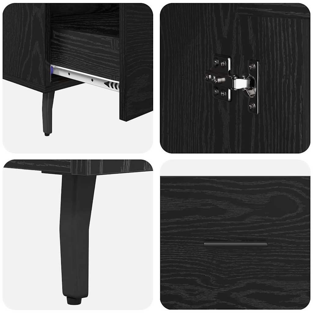 Highboard met lade Zwart Eiken 69,5 x 31 x 115 cm Bewerkt hout is nu te koop bij PeponiXL, paradijselijk wonen!