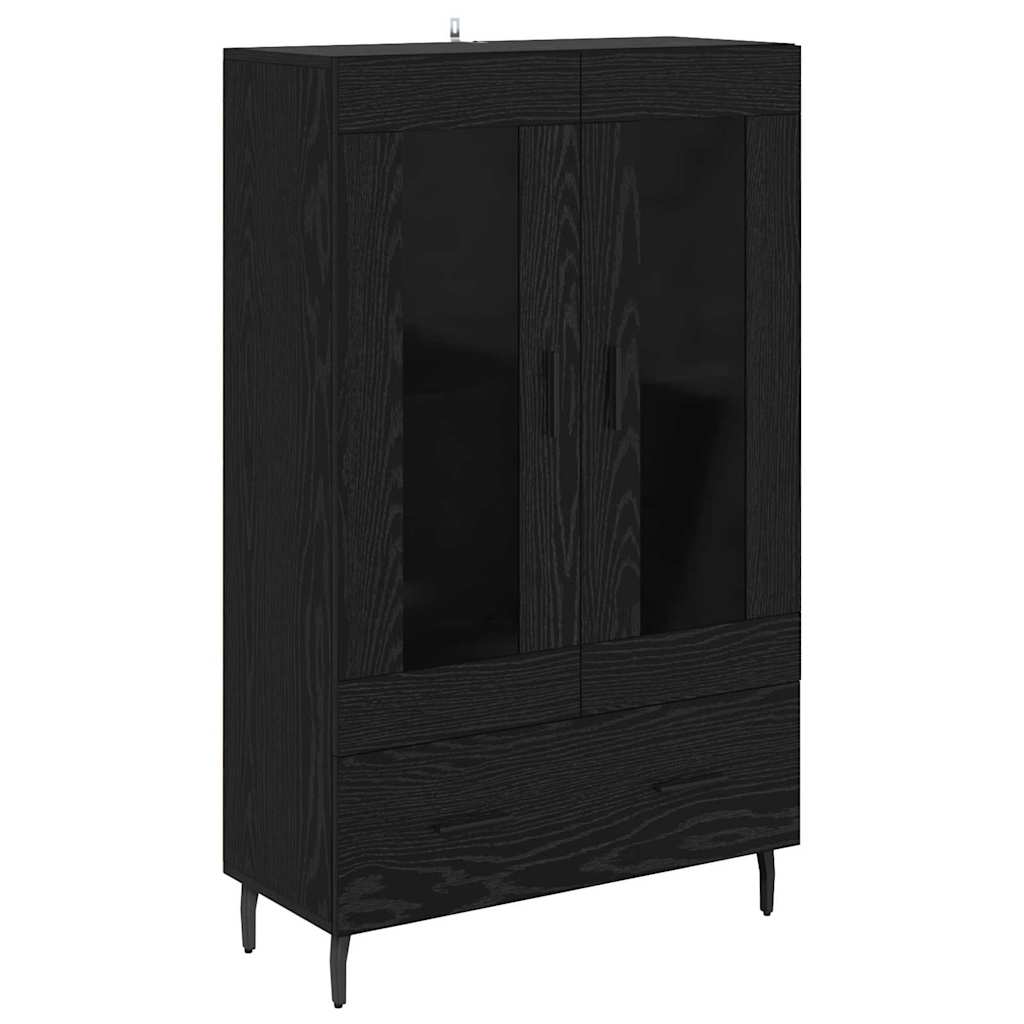 Highboard met lade Zwart Eiken 69,5 x 31 x 115 cm Bewerkt hout is nu te koop bij PeponiXL, paradijselijk wonen!