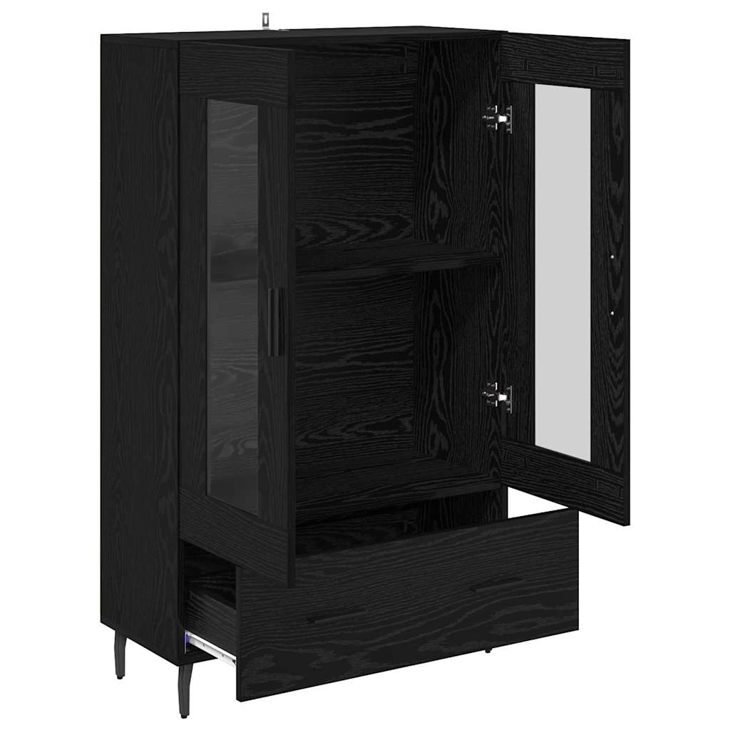 Highboard met lade Zwart Eiken 69,5 x 31 x 115 cm Bewerkt hout is nu te koop bij PeponiXL, paradijselijk wonen!