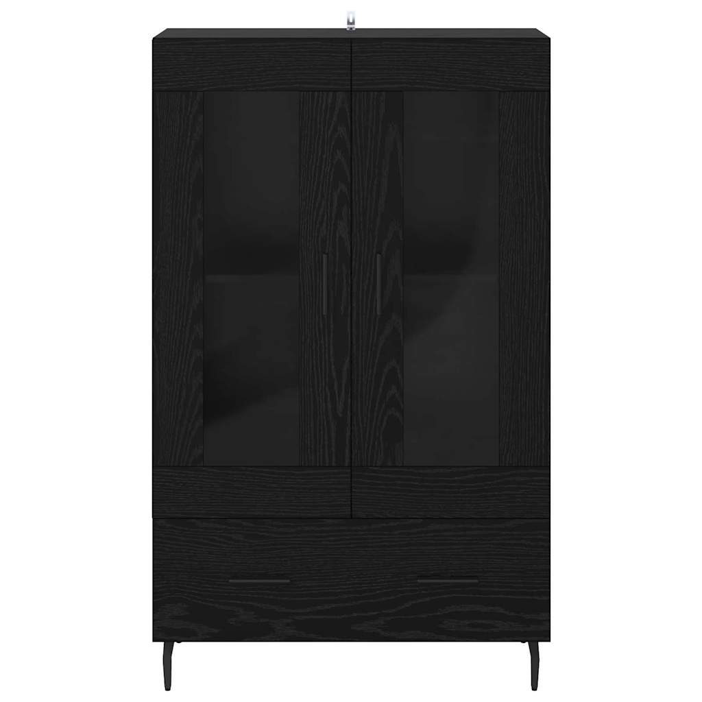 Highboard met lade Zwart Eiken 69,5 x 31 x 115 cm Bewerkt hout is nu te koop bij PeponiXL, paradijselijk wonen!
