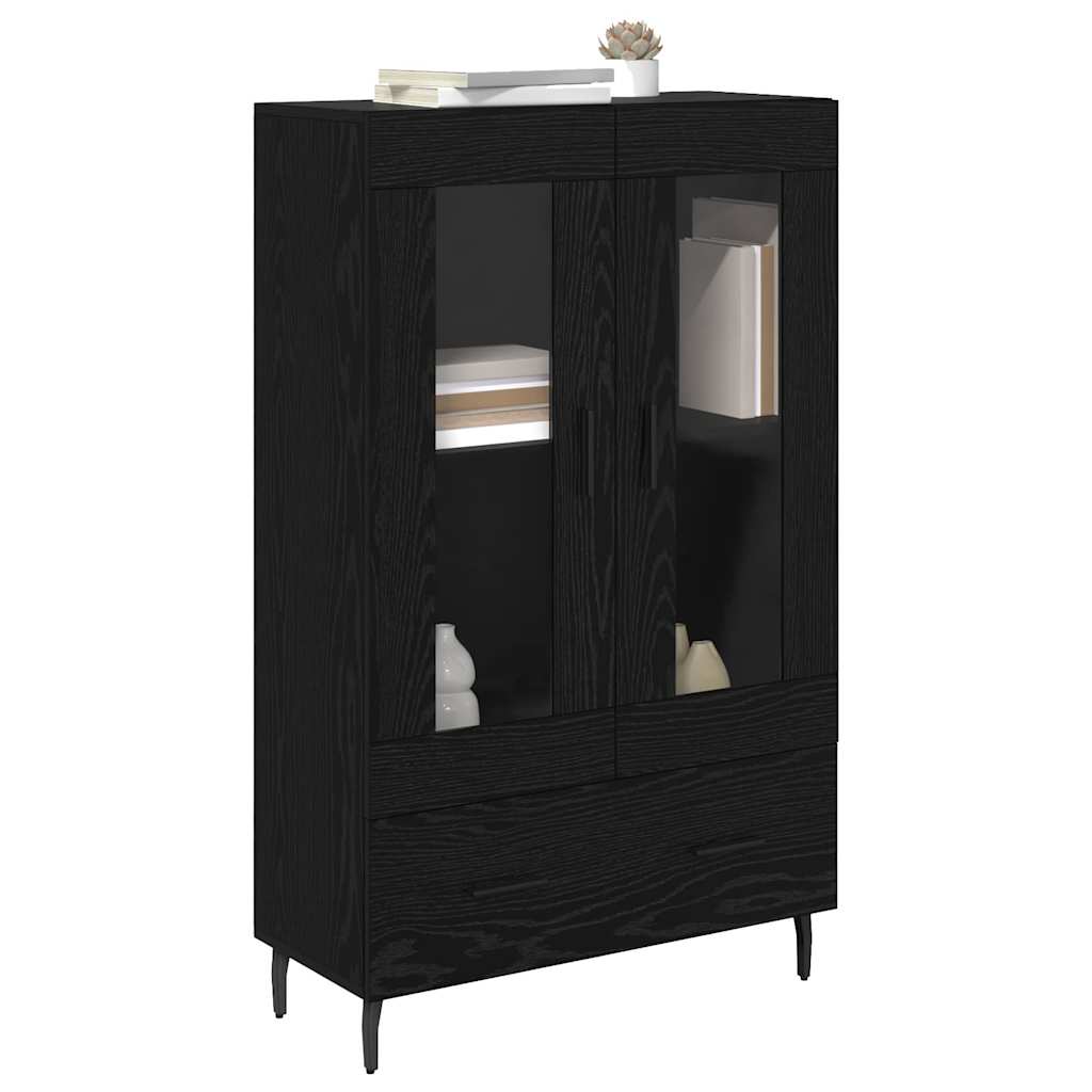 Highboard met lade Zwart Eiken 69,5 x 31 x 115 cm Bewerkt hout is nu te koop bij PeponiXL, paradijselijk wonen!