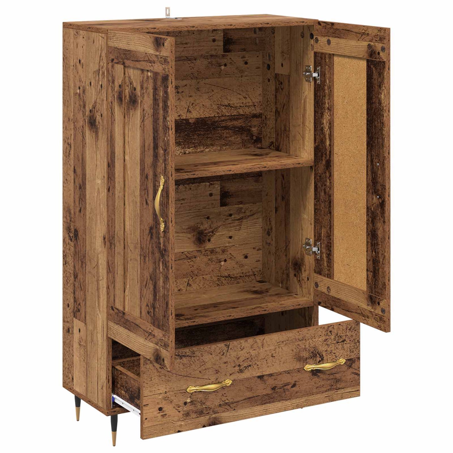 Highboard met lade Oud Hout 69,5 x 31 x 115 cm Bewerkt hout is nu te koop bij PeponiXL, paradijselijk wonen!