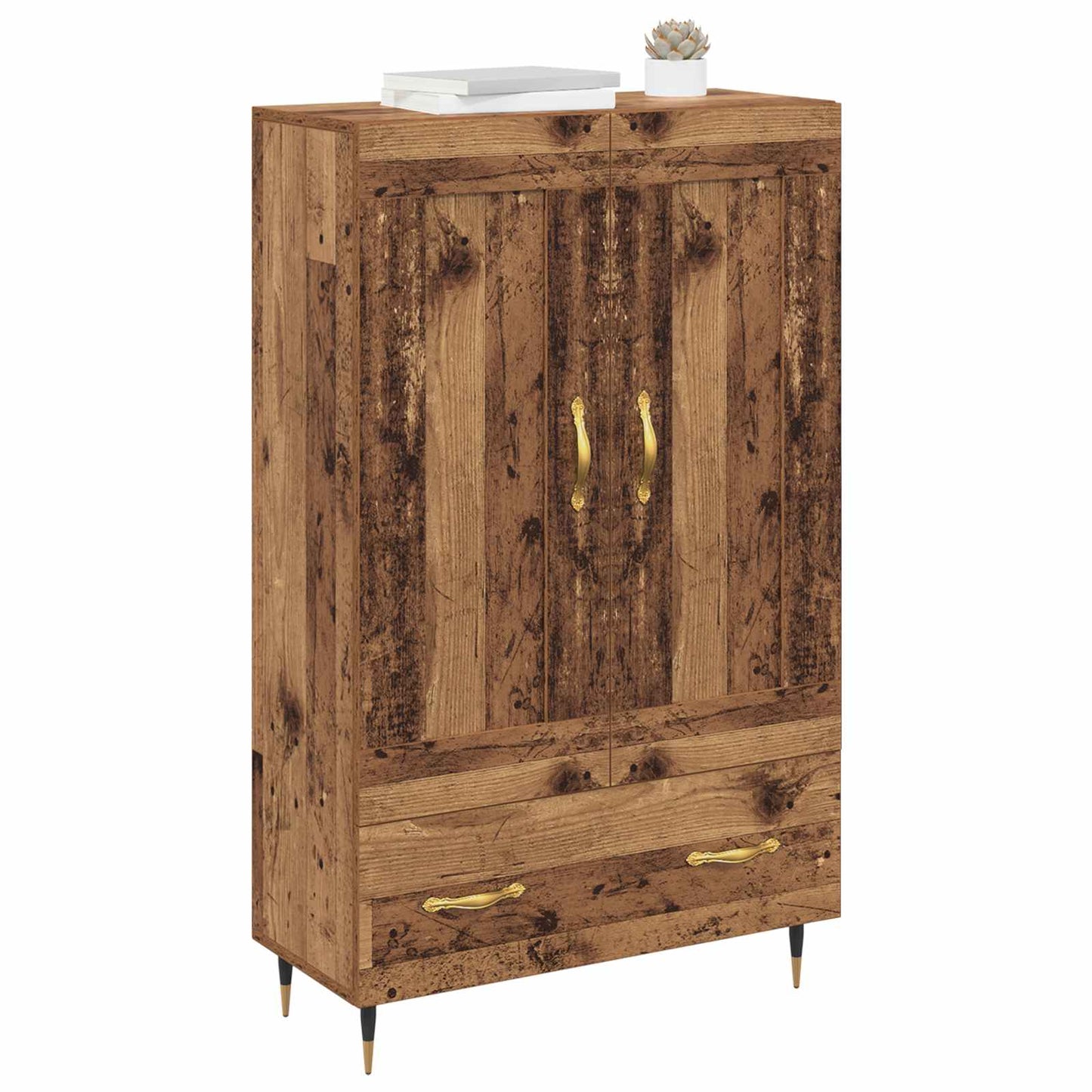 Highboard met lade Oud Hout 69,5 x 31 x 115 cm Bewerkt hout is nu te koop bij PeponiXL, paradijselijk wonen!