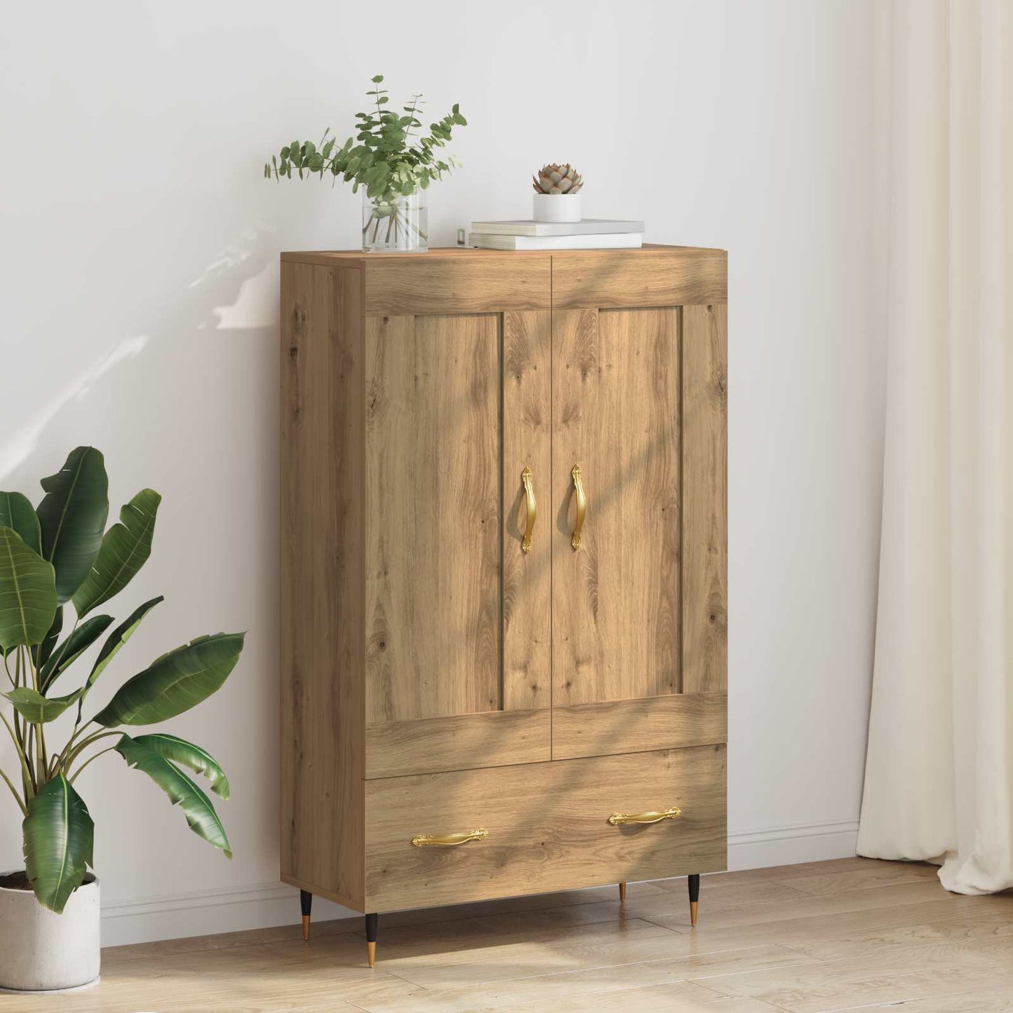 Highboard Artisan Eiken 69,5 x 31 x 115 cm Bewerkt hout is nu te koop bij PeponiXL, paradijselijk wonen!