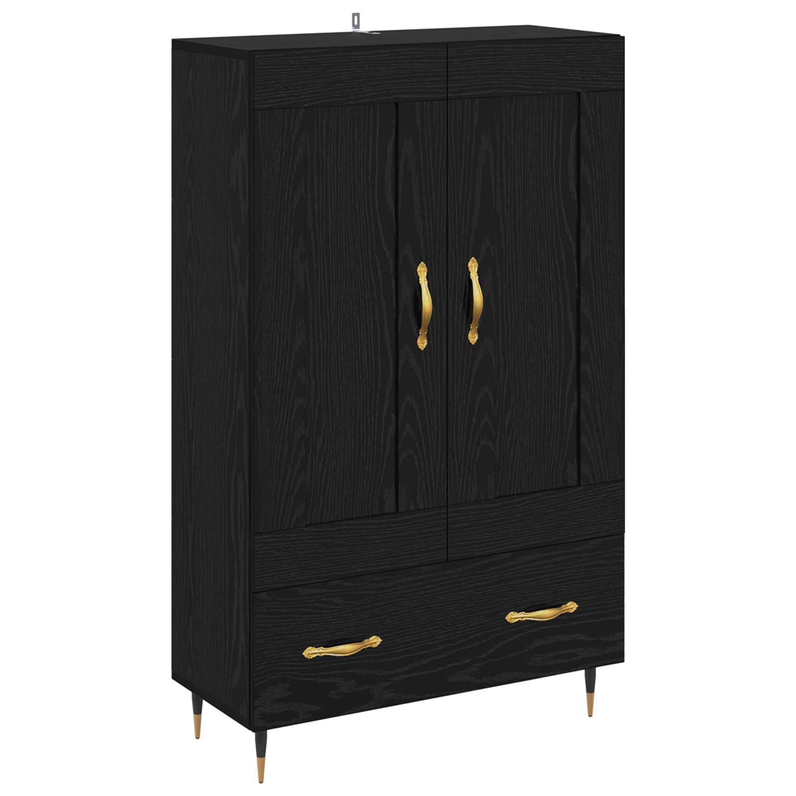 Highboard met lade Zwart Eiken 69,5 x 31 x 115 cm Bewerkt hout is nu te koop bij PeponiXL, paradijselijk wonen!