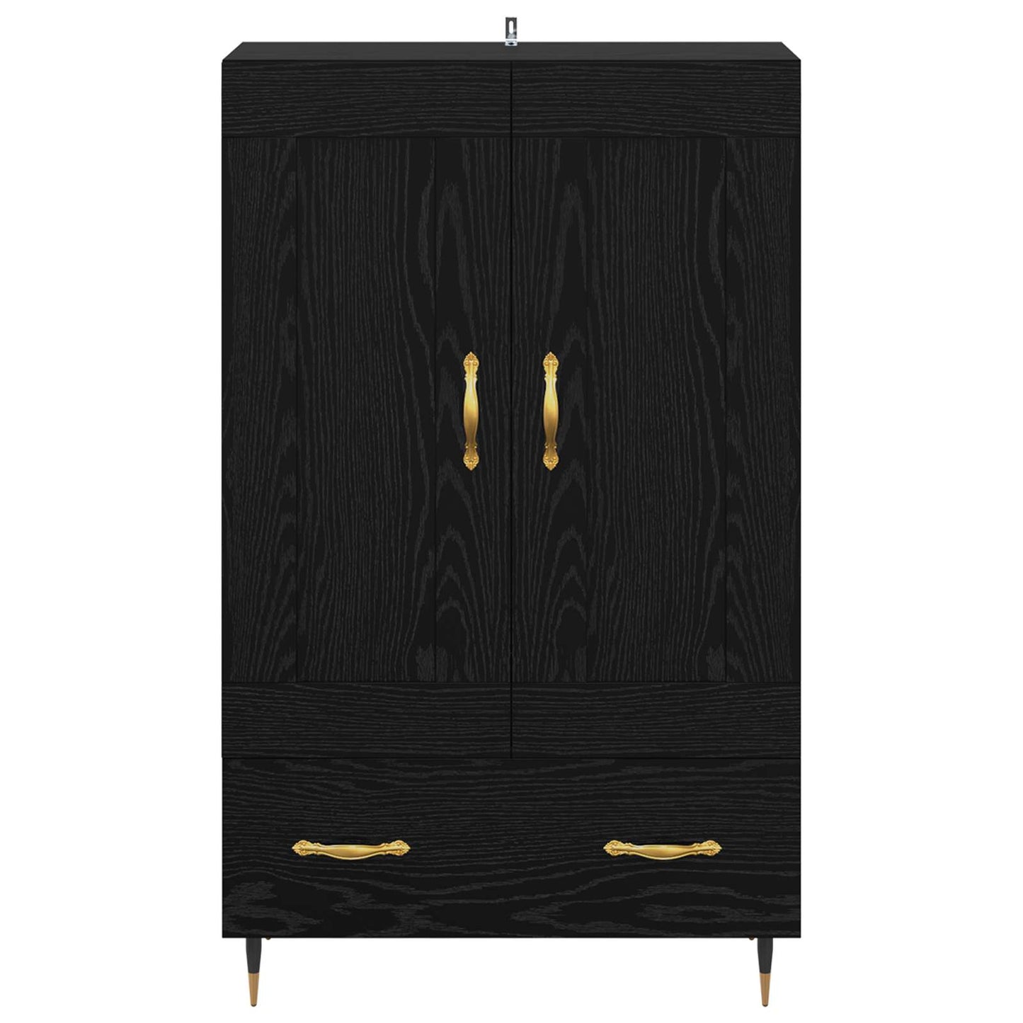 Highboard met lade Zwart Eiken 69,5 x 31 x 115 cm Bewerkt hout is nu te koop bij PeponiXL, paradijselijk wonen!