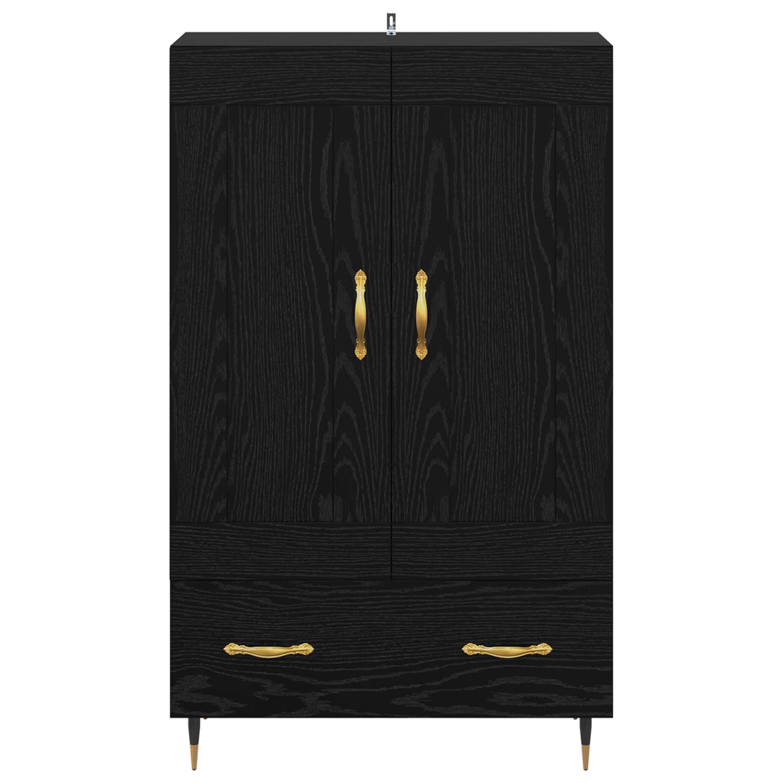 Highboard met lade Zwart Eiken 69,5 x 31 x 115 cm Bewerkt hout is nu te koop bij PeponiXL, paradijselijk wonen!