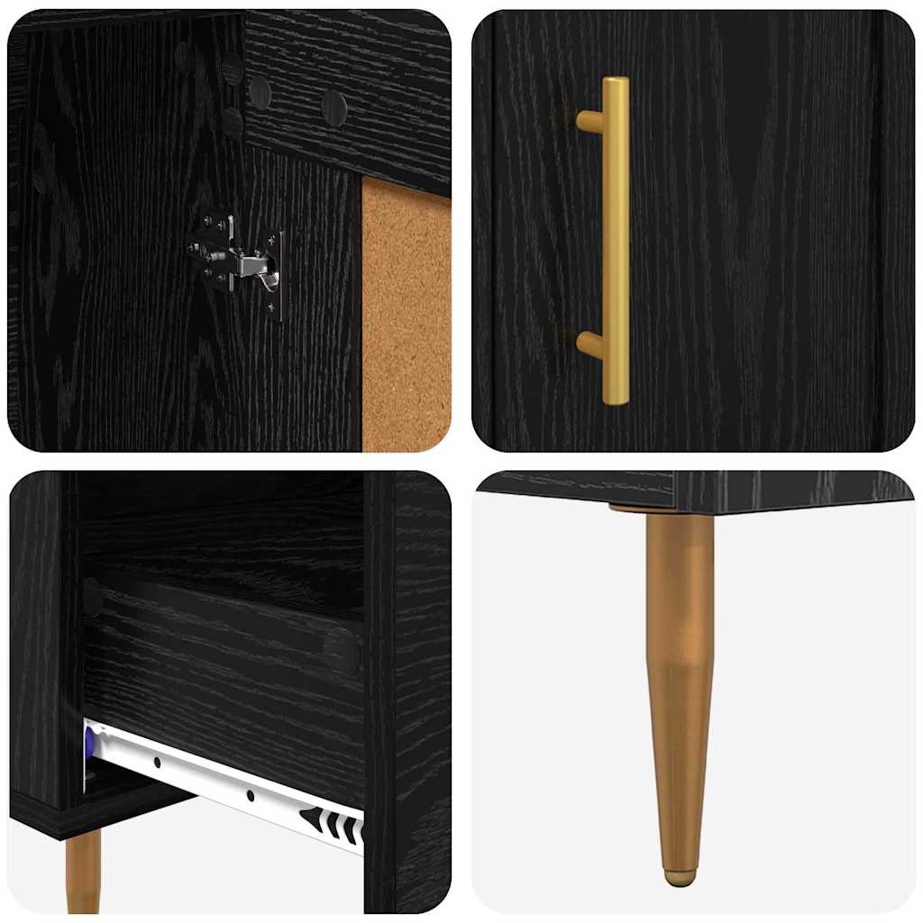 Highboard met lade Zwart Eiken 69,5 x 31 x 115 cm Bewerkt hout is nu te koop bij PeponiXL, paradijselijk wonen!