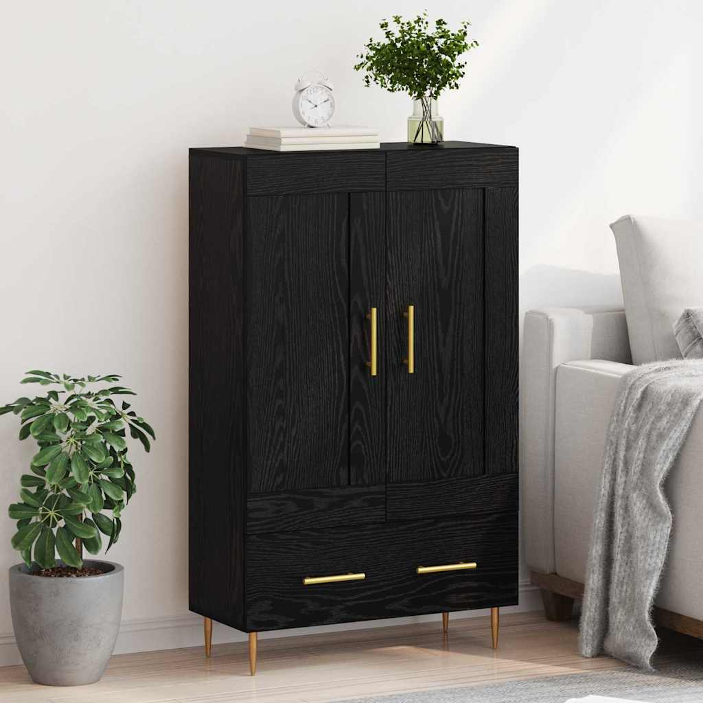 Highboard met lade Zwart Eiken 69,5 x 31 x 115 cm Bewerkt hout is nu te koop bij PeponiXL, paradijselijk wonen!
