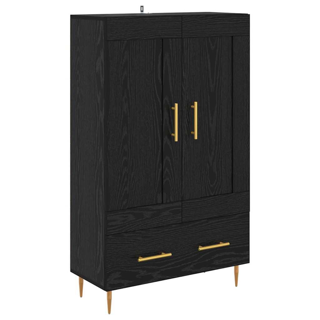 Highboard met lade Zwart Eiken 69,5 x 31 x 115 cm Bewerkt hout is nu te koop bij PeponiXL, paradijselijk wonen!