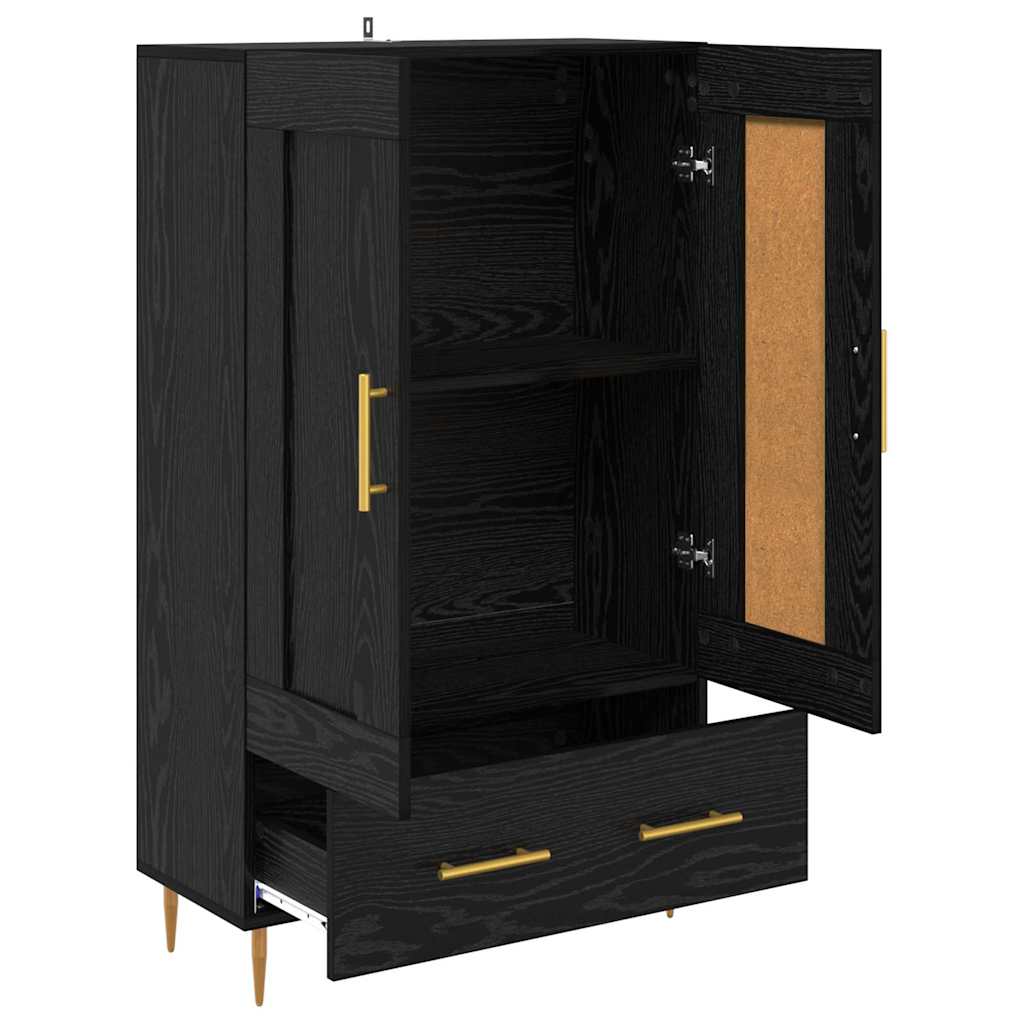 Highboard met lade Zwart Eiken 69,5 x 31 x 115 cm Bewerkt hout is nu te koop bij PeponiXL, paradijselijk wonen!