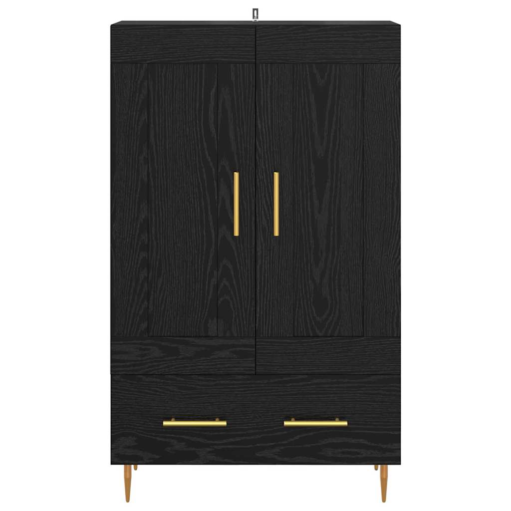 Highboard met lade Zwart Eiken 69,5 x 31 x 115 cm Bewerkt hout is nu te koop bij PeponiXL, paradijselijk wonen!