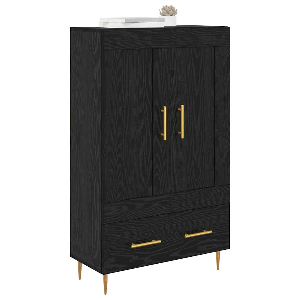 Highboard met lade Zwart Eiken 69,5 x 31 x 115 cm Bewerkt hout is nu te koop bij PeponiXL, paradijselijk wonen!
