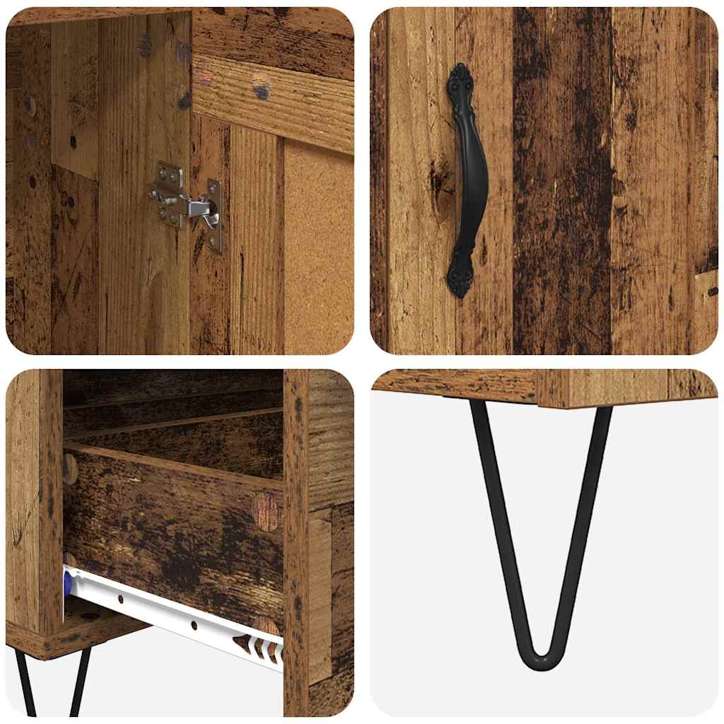 Highboard met lade Oud Hout 69,5 x 31 x 115 cm Bewerkt hout is nu te koop bij PeponiXL, paradijselijk wonen!