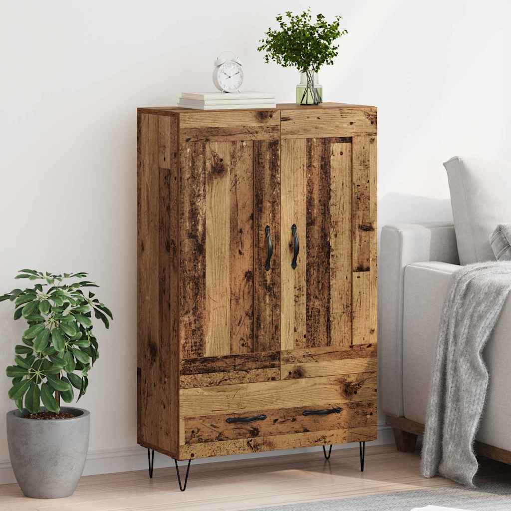 Highboard met lade Oud Hout 69,5 x 31 x 115 cm Bewerkt hout is nu te koop bij PeponiXL, paradijselijk wonen!