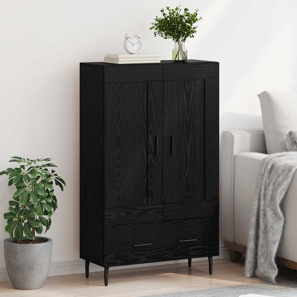 Highboard met lade Zwart Eiken 69,5 x 31 x 115 cm Bewerkt hout is nu te koop bij PeponiXL, paradijselijk wonen!