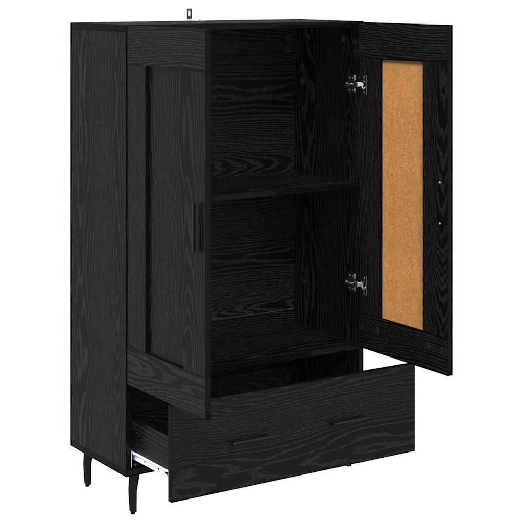 Highboard met lade Zwart Eiken 69,5 x 31 x 115 cm Bewerkt hout is nu te koop bij PeponiXL, paradijselijk wonen!