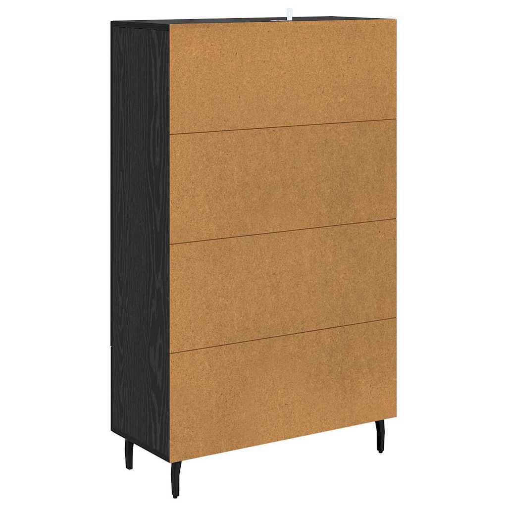 Highboard met lade Zwart Eiken 69,5 x 31 x 115 cm Bewerkt hout is nu te koop bij PeponiXL, paradijselijk wonen!